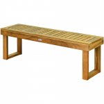 Costway 52 Outdoor Acacia Wood Dining Bench Chair Seat Slat