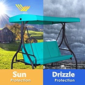 Costway Converting Outdoor Swing Canopy Hammock 3 Seats Patio Deck Furniture Turquoise