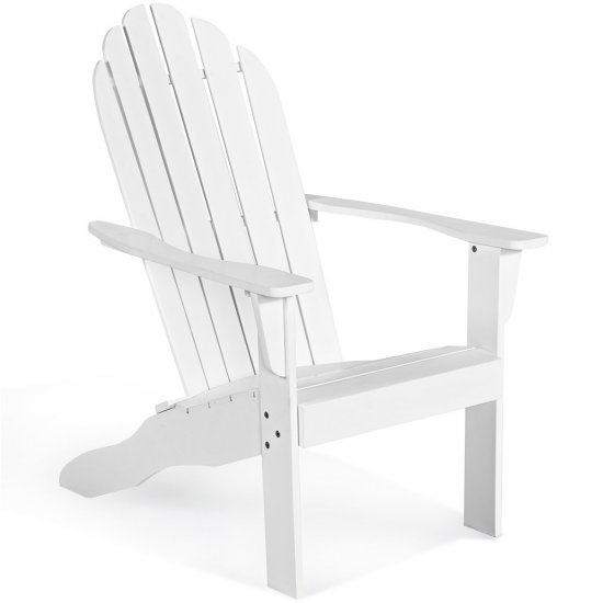 Costway Outdoor Adirondack Chair Solid Wood Durable Patio Garden Furniture White