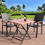 Costway 3PCS Patio Outdoor Garden Dining Set Folding Table Stackable Chairs