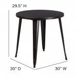 Flash Furniture Commercial Grade 30" Round Black-Antique Gold Metal Indoor-Outdoor Table