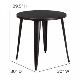 Flash Furniture Commercial Grade 30" Round Black-Antique Gold Metal Indoor-Outdoor Table