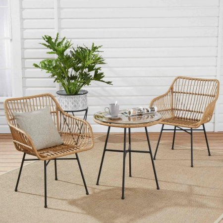 Mainstays Brayhills Bistro Patio Furniture Set, Nature, 3-Piece