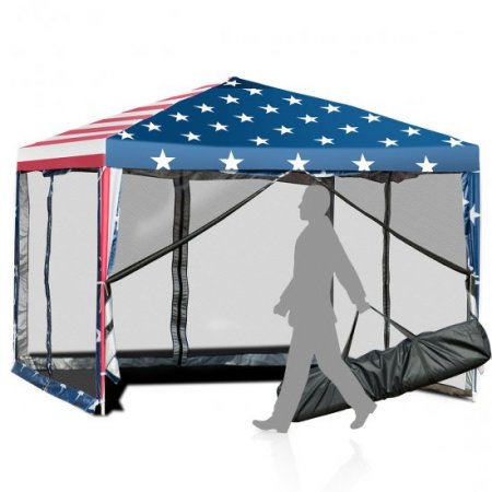 Costway 10'x10' Folding Pop Up Tent Gazebo Canopy Mesh Sidewall