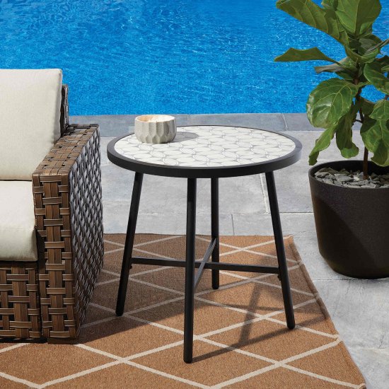 Better Homes & Gardens Newport 27.95\" Bistro Table with Tile Top, Gray
