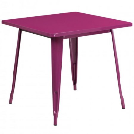 Flash Furniture 31.5 Square Metal Indoor-Outdoor Table Purple