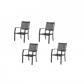 Better Homes & Gardens Camrose Outdoor Dining Chair Steel Set of 4 Stacking Black