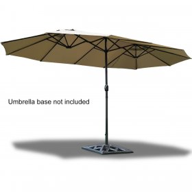 Costway 15' Market Outdoor Umbrella Double-Sided Twin Patio Umbrella with Crank beige