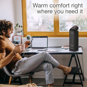 Lasko 15.75" 1500W Oscillating Digital Ceramic Tower Space Heater, Remote, Black, CT16670