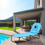 Costway Folding Chaise Lounge Chair Adjustable Outdoor Patio Beach Camping Recliner Turquoise