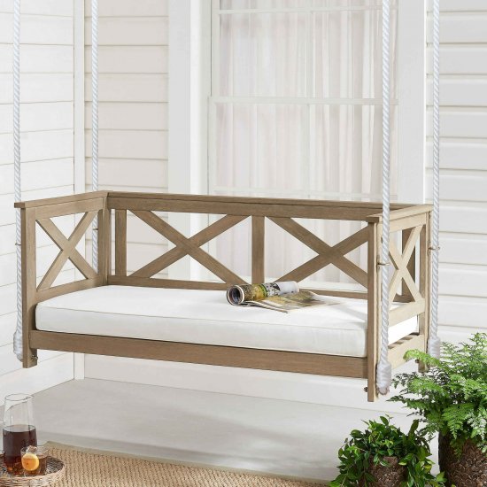 Mainstays Ella Rose 2-Person Cushioned Bench Porch Swing, Gray