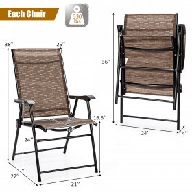 Costway 2PCS Outdoor Patio Folding Chair Camping Portable Lawn Garden W/Armrest