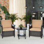 Costway 3PCS Patio Rattan Furniture Set Cushioned Sofa Storage Table W/ Shelf Garden