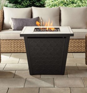 Better Homes & Gardens River Oaks 30 Square Tile Top Gas Fire Pit Table with 50,000 BTU
