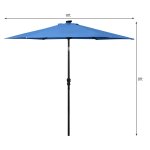 Costway 9FT Patio Solar Umbrella LED Steel Tilt With Crank Blue
