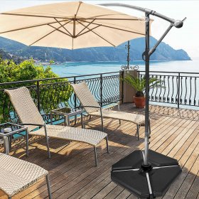 Costway 4PCS Cantilever Offset Umbrella Base Weight Sand 195lbs Stable Water Filled