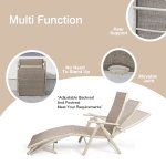 Lacoo Set of 2 Patio Lounge Chairs Adjustable Pool Chaise Lounge Chairs Folding Outdoor Recliners, Beige