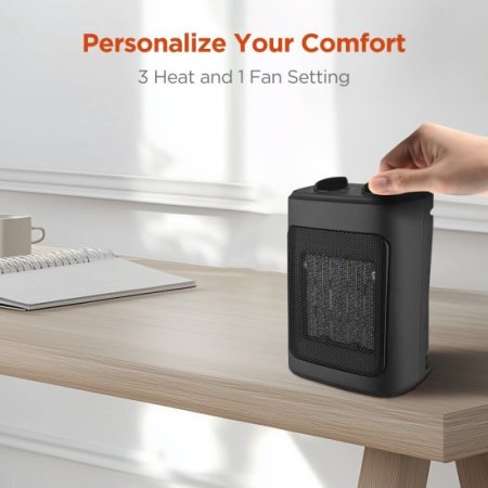 Mainstays 1500W Ceramic Fan-Force Electric Space Heater, Black, New