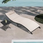 Lacoo Outdoor Chaise Lounge Chair Sets Patio Pool Lounge Chairs, Beige