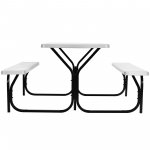 Costway Picnic Table Bench Set Outdoor Backyard Patio Garden Party Dining All Weather White