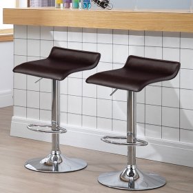 Costway Set of 2 Swivel Bar Stool PU Leather Adjustable Kitchen Counter Bar Chair Coffee
