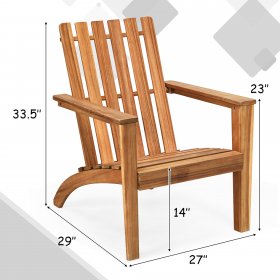 Costway 2PCS Patio Acacia Wood Adirondack Chair Lounge Armchair Durable Outdoor Garden