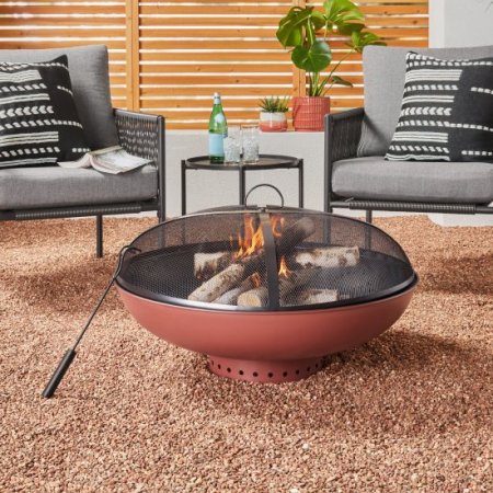 Mainstays 32" Round Terra-Cotta & Black High-Resistance Finish Steel Fire Pit
