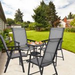 Costway Set of 4 Outdoor Patio Folding Chairs Camping Deck Garden Pool Beach W/Armrest