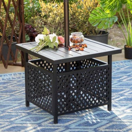 Sophia & William Patio Square E-coated Black Metal Side Table