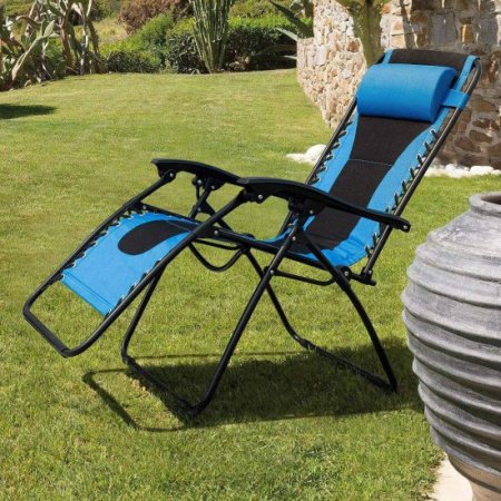 Lacoo Oversized Padded Zero Gravity Chair with Headrest, Blue/Black