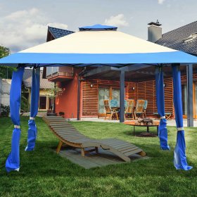 Costway 13'x13' Gazebo Canopy Shelter Awning Tent Patio Garden Outdoor Companion Blue