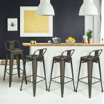 Costway Set of 4 Metal Bar Stools 30 Bar Height Barstools Industrial w/ Low Back Gun