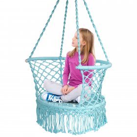 Costway Hanging Hammock Chair Cotton Rope Macrame Swing Indoor Outdoor Turquoise