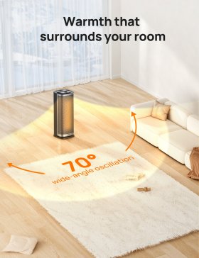 Dreo Space Heater for Home, 70 Oscillating with Tip-over & Overheat Protection, Electric Heater 1500W with Remote, 1-12H Timer, Quiet Heaters for Inside