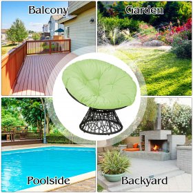 Costway Rattan Papasan Chair Ergonomic Chair 360-degree Swivel Soft Cushion Garden Green