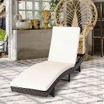 Costway Adjustable Pool Chaise Lounge Chair Outdoor Patio Furniture PE Wicker W/Cushion