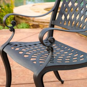 Black Sand Cast Aluminum Outdoor Chairs (Set of 2)
