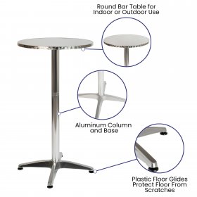 Flash Furniture 23.5" Round Aluminum Indoor-Outdoor Bar Height Table