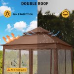 ABCCANOPY 11'x11' Gazebo Tent Outdoor Pop up Gazebo Canopy Shelter with Mosquito Netting, Brown