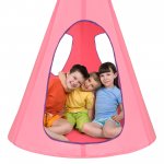 Goplus 32 Kids Nest Swing Chair Hanging Hammock Seat for Indoor Outdoor Pink