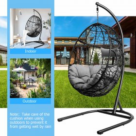 Costway Hammock Chair with Stand Hanging Cushioned Swing Egg Chair