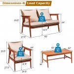 Costway 8PCS Patio Rattan Furniture Set Acacia Wood Frame Cushioned Sofa Chair Garden