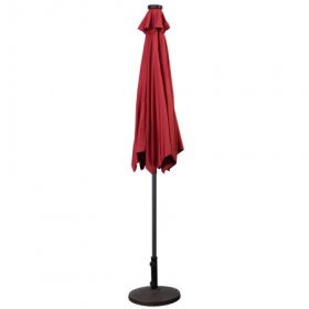 Costway 9ft Patio Solar Umbrella LED Patio Market Steel Tilt w/ Crank Outdoor (Burgundy)