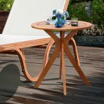 Costway 27 Outdoor Round Table Solid Wood Coffee Side Bistro Table