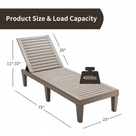 Costway Patio Lounge Chair Chaise Recliner Weather Resistant Adjustable Brown