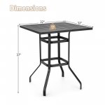 Costway 32 Patio Square Bar Table Metal Cafe Bistro Table Garden Deck Black