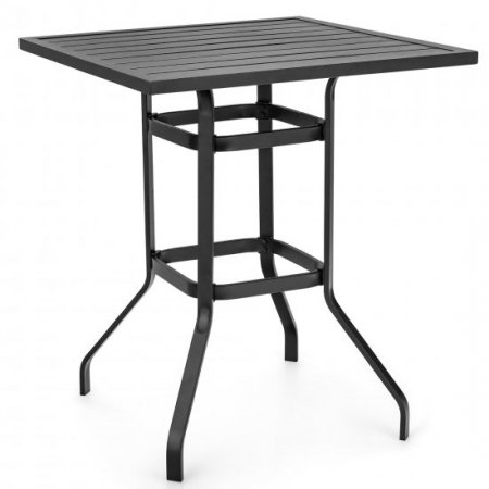 Costway 32 Patio Square Bar Table Metal Cafe Bistro Table Garden Deck Black