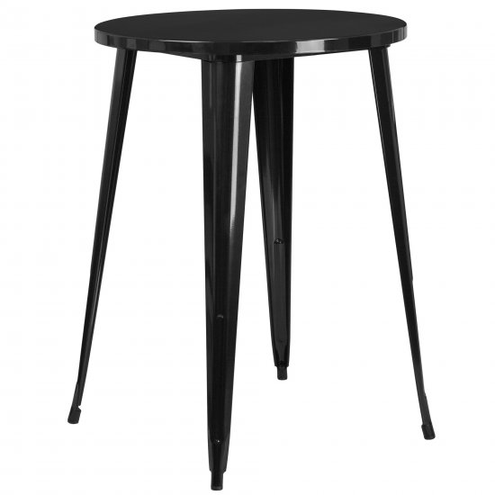 Flash Furniture Commercial Grade 30\" Round Black Metal Indoor-Outdoor Bar Height Table