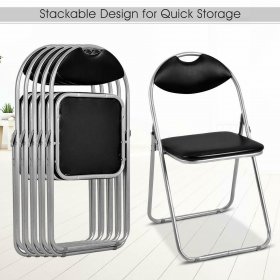 Costway 6 PCS U Shape Folding Chairs Furniture Home Outdoor Picnic Portable Black