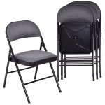 Costway Set of 4 Metal Frame Folding Chairs Fabric Upholstered Padded Seat